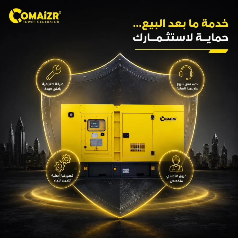 Comaizr post: generator inside a shield of after-sales icons