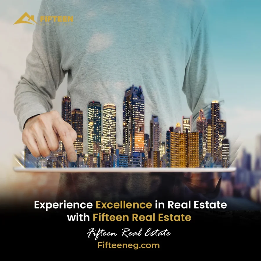 Fifteen Real Estate post: hands on a laptop with a city emerging from the screen — Experience Excellence in Real Estate