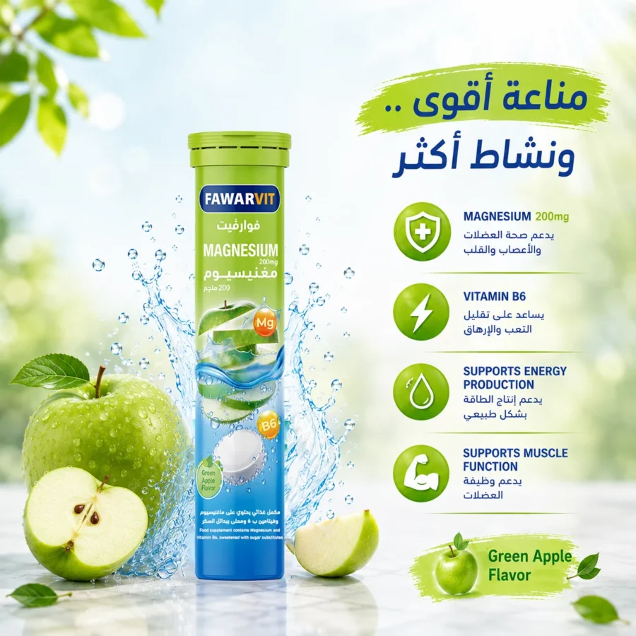 Fawarvit Magnesium, green apple flavour