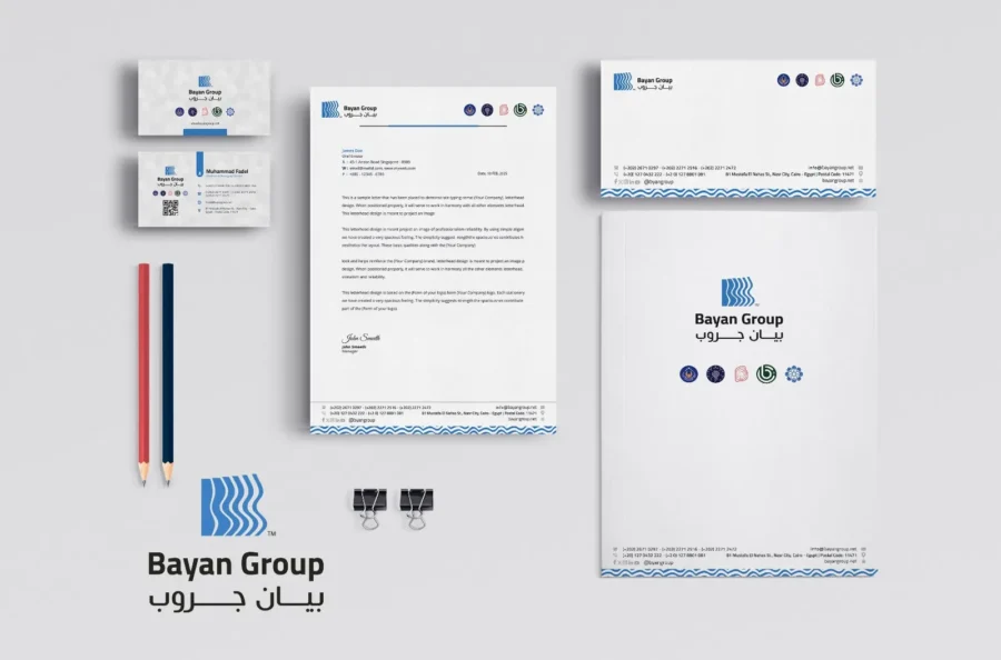 Bayan Group stationery set in blue