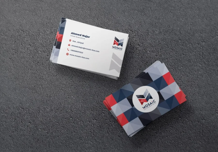 MOSAIC business cards with the tile pattern on the back