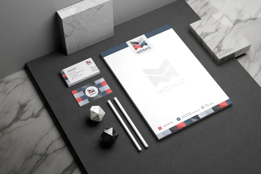 MOSAIC stationery set: letterhead and cards